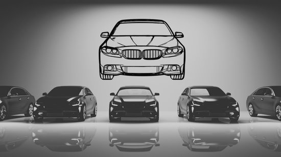 BMW F10 Front - Silhouette - Metaalkunst - Zwart - 80cm - Auto Decoratie - Muur Decoratie- Man Cave - Cadeau voor man- Inclusief ophangsysteem