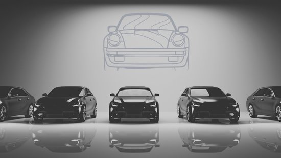 Porsche 911 Turbo Front - Silhouette - Metaalkunst - Grijs - 100cm - Auto Decoratie - Muur Decoratie- Man Cave - Cadeau voor man- Inclusief ophangsysteem