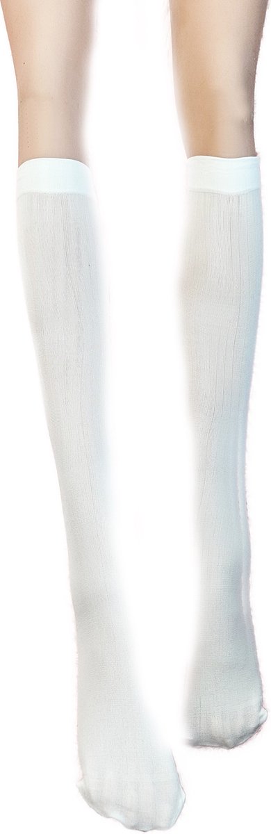 BamBella® Knie Sokken panty stof Dames - Onesize Wit net Kniekousen - kousen