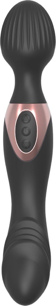 Goedkoopste Cupitoys® Wand vibrator met dildo met reliëf - 2 in 1 - 22,1cm - Zwart - 10 standen - Vibrators voor vrouwen en mannen - Sex toys voor vrouwen en mannen