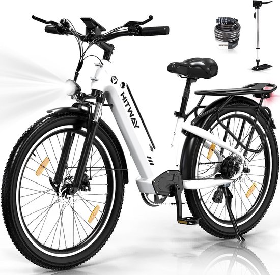 Hitway Elektrische Fiets BK16 - Trendy 26*3.0 Inch City Commuter EBike met Afneembare 48V 18Ah Lithium Batterij - Mountain E-Bike met 250W Motor - 7 Versnellingen - IP54 Waterdicht