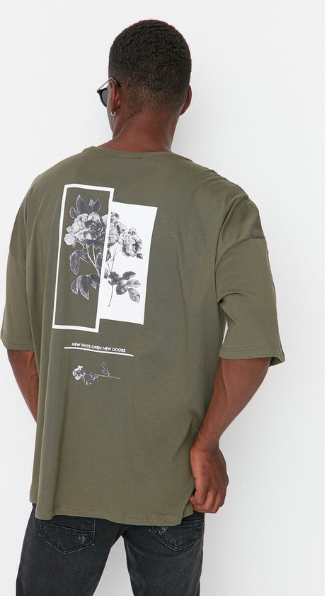 Trendyol TMNSS21TS1223 Volwassenen Mannen T-shirt Single pack - Khaki - XS