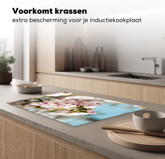 KitchenYeah® Inductie beschermer 80x52 cm - Bloemen - Bloesem - Lente - Kookplaataccessoires - Afdekplaat voor kookplaat - Inductiebeschermer - Inductiemat - Inductieplaat mat