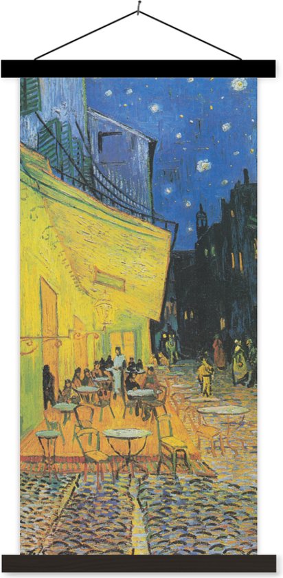 Affiche scolaire - Terrasse de café la nuit - Vincent van Gogh - 40x80 cm - Lattes noires