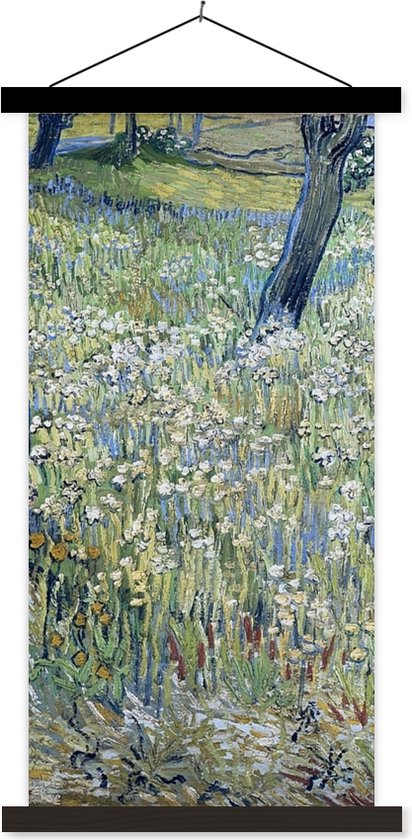 Porte-affiche avec affiche 40x80 cm - Affiche scolaire - Troncs d'arbres dans l'herbe - Vincent van Gogh - Affiche textile - Lattes noires