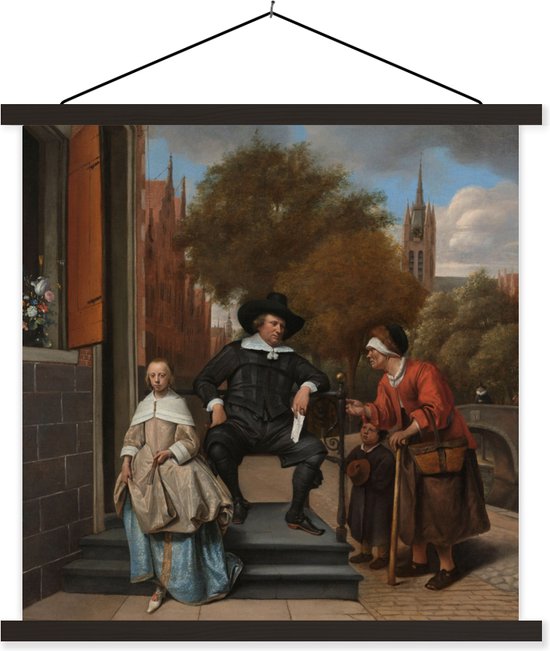 Le maire de Delft et sa fille - Peinture de Jan Steen affiche textielposter 90x90 cm