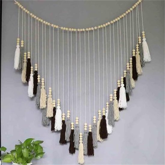 Macramé wandbehang - Boho tijdschriftenhouder met 2 vakken - wanddecoratie voor