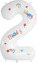Cijfer Ballonnen Ballon Cijfer 2 Verjaardag Happy Birthday Versiering Helium Ballonnen Cijferballon Folieballon Wit