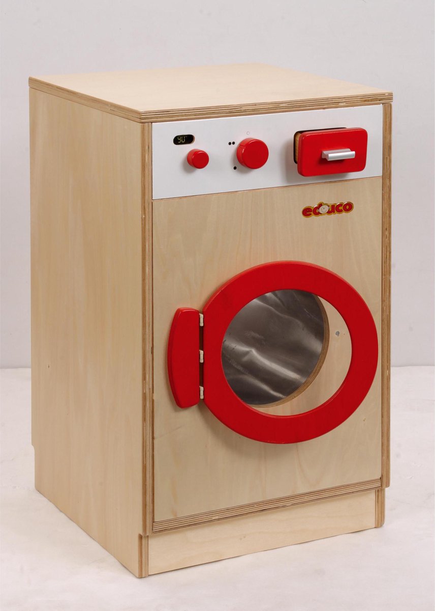 Educo Speelgoed Wasmachine Houten speelgoed Educatief speelgoed Kinderspeelgoed 43x40x62cm