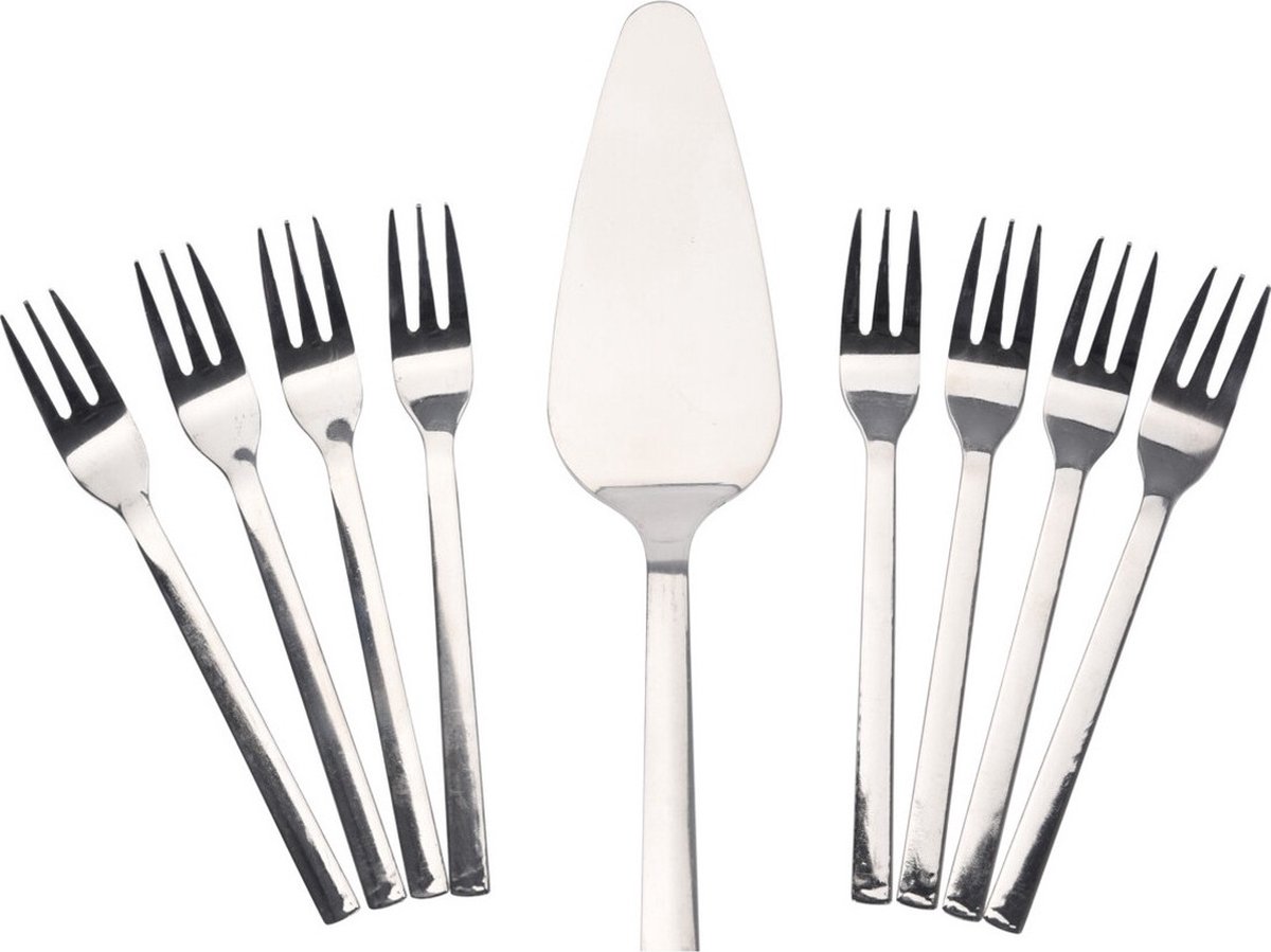 Taartschep met 8 taartvorken - Cake set