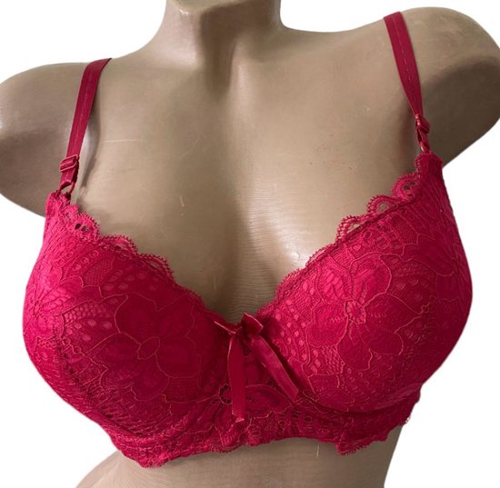 Dames BH 1268 push up met kant 70C donkerrood