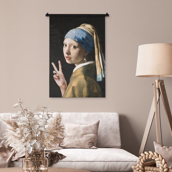 Tapisserie - Boucle d'oreille fille avec une perle - Johannes Vermeer - Paix - 60x90 cm - Tapisserie