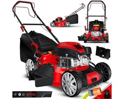 Grasmaaier benzine zelfrijdend - Grasmaaier benzine zelftrekkend - 4-taktmotor - Schnittbreite 55cm/Rood - Zwart