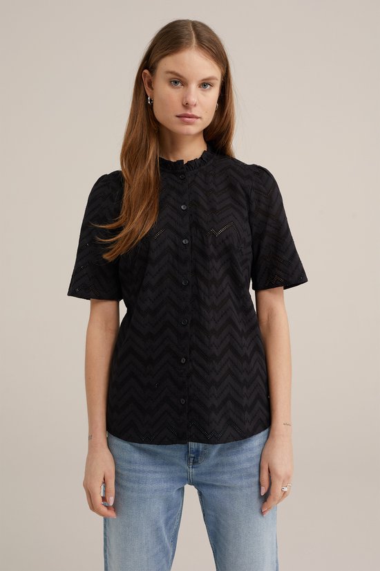 WE Fashion Dames blouse met broderie anglaise