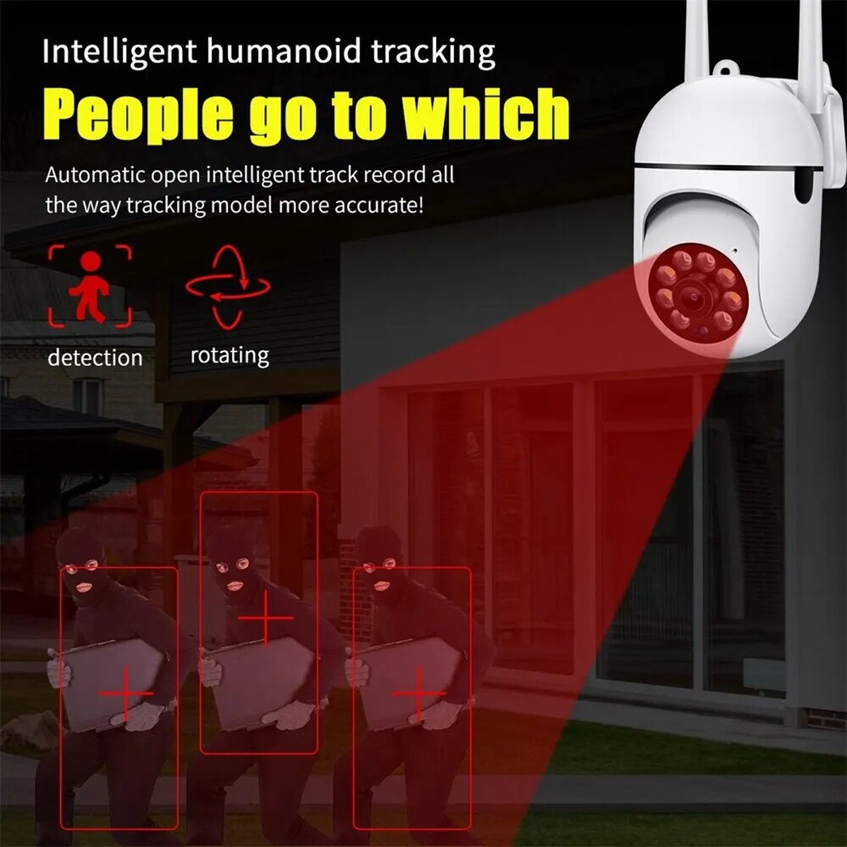 2MP Wifi IP-camera buiten bekabelde beveiligingscamera AI menselijk volgen tweeweg audio nachtkleurencamera