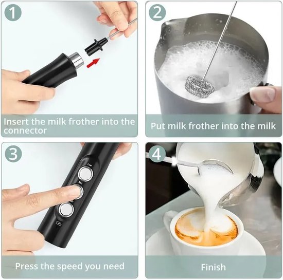 Lamkrtlp Melkschuimer Handheld, Elektrische Melkschuimmaker, Hand Drinken Mixer voor Koffie, Lattes, Cappuccino, Matcha