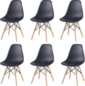 Mima® Eetkamerstoelen set van 6 - Eetkamer Stoelen - Zwart- Keukenstoelen- Wachtkamer stoelen- Modern- Urban- Easy Cleaning