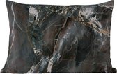 Buitenkussens - Tuin - Marmer - Zwart - Goud - Patroon - 50x30 cm