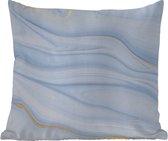 Buitenkussen Weerbestendig - Marmer - Golf - Blauw - Patronen - Marmerlook - Pastel - 50x50 cm