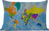 Buitenkussens - Tuin - Wereldkaart kleuren - 60x40 cm