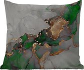 Sierkussen - Marbre - Or - Vert - Luxe - 60x60 cm - Résistant aux intempéries