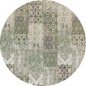 Vintage rond vloerkleed - Patchwork - Tapijten woonkamer - Olive Groen - 280cm ø