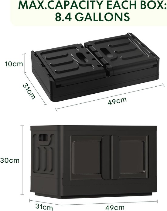 OUTBROS Grote opbergbakken met deksel, opvouwbare tassen, kledingorganizer met handvat en rits, gebruikt voor het opbergen van kleding, dekens, kussens, 50 x 40 x 30 cm, 2 stuks