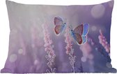 Buitenkussens - Vlinder - Lavendel - Bloemen - Paars - 60x40 cm - Weerbestendig
