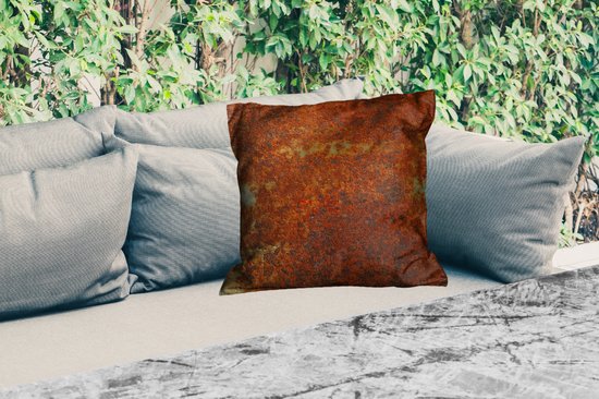 Coussin d'extérieur résistant aux intempéries - Rouille - Vintage - Acier - 50x50 cm