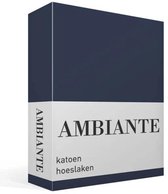 Ambiante Cotton Uni - Hoeslaken - Eenpersoons - 90x200 cm - Dark Blue