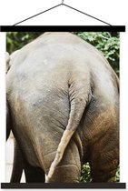 Posterhanger incl. Poster 120x160 cm - Schoolplaat - Olifant - Dieren - Grijs - Natuur - Textielposter - Zwarte latten
