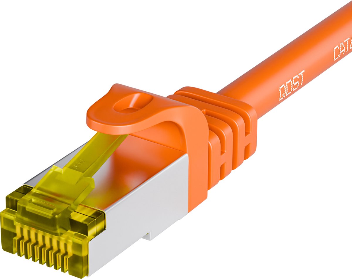 Qost - CAT7 10G internetkabel - SFTP PIMF - 10 Gbps / 500 MHz - 100% koper - RJ45 Connectoren - Patchkabel / Netwerkkabel - 0.5 meter - Oranje