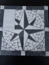 Mozaiek tegel 095 - windroos - 30 x 30cm - zwart wit grijs - marmer