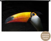 Tapisserie Animaux sur fond noir - Toucan géant sur fond noir Tapisserie coton 120x80 cm - Tapisserie avec photo
