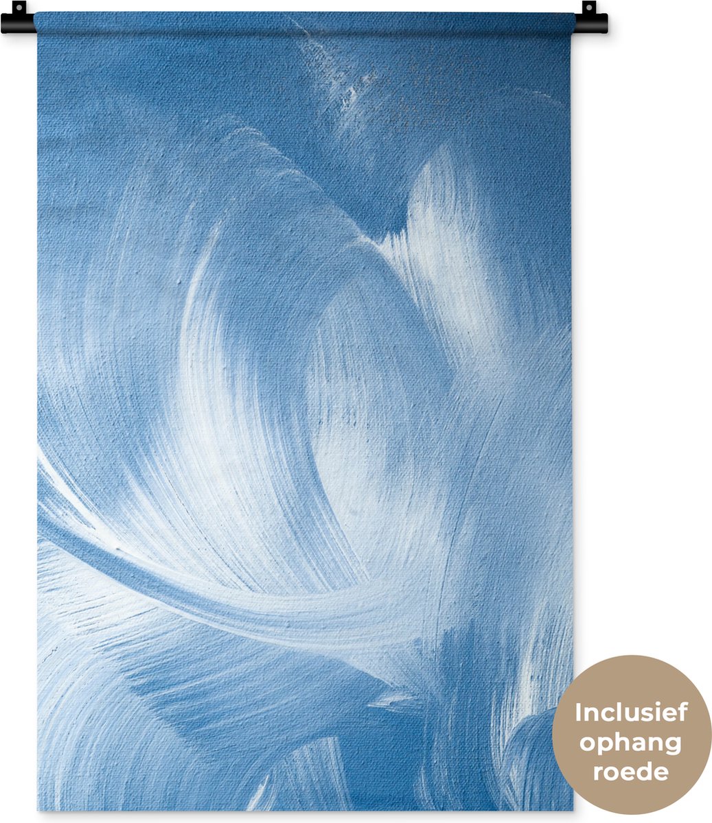 Wandkleed - Wanddoek - Blauw - Acrylverf - Design - 60x90 cm - Wandtapijt