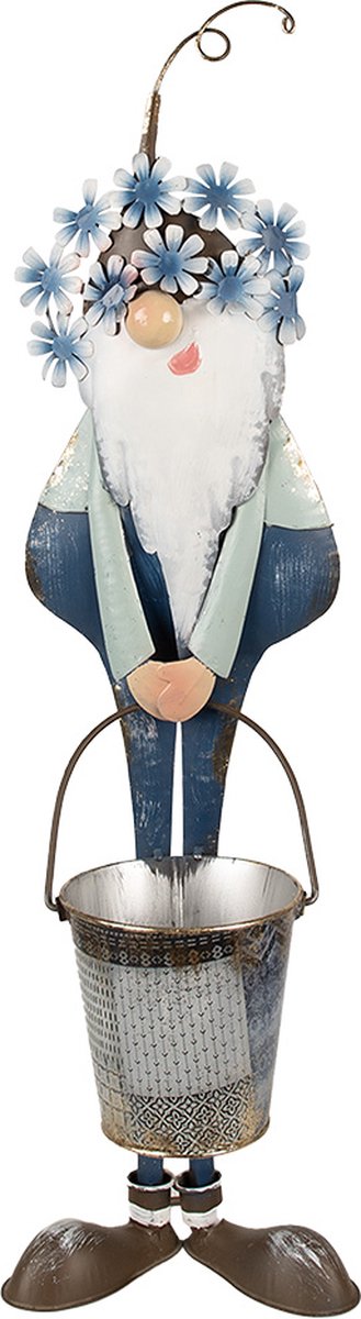 Decoratie Beeld Kabouter 67 cm Blauw Wit Metaal