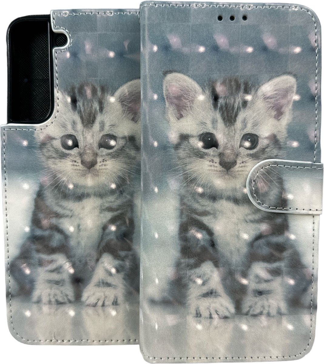 Portemonnee Book Case Hoesje Geschikt voor: Samsung Galaxy S21 FE - Kat Print