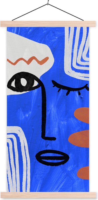 Porte-affiche avec affiche - Affiche scolaire - Visage - Blauw - Abstrait - 60x120 cm - lattes vierges