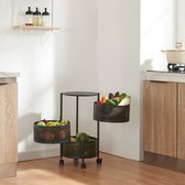 Bol.com Keukentrolley Steigen met 3 manden rond staal 595xØ33 cm zwart aanbieding