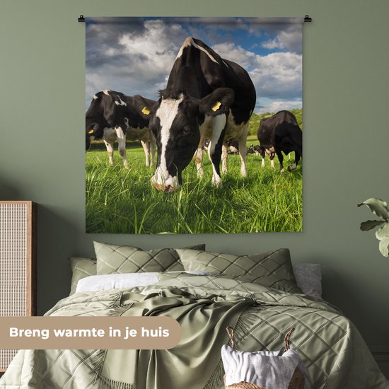 Tapisserie - Tapisserie - Vaches - Animaux - Herbe - Pâturage - Ferme - 120x120 cm - Tapisserie