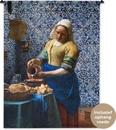 Wandkleed - Wanddoek - Melkmeisje - Delfts Blauw - Vermeer - Schilderij - Oude meesters - 120x160 cm - Wandtapijt