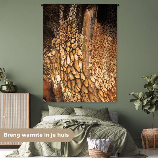 Tenture murale - Tissu mural - Peinture acrylique - Marron - Abstrait - 150x200 cm - Tapisserie