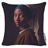 OLUMI- Luxe Sierkussen- inclusief binnenkussen - 45x45cm - Meisje met de parel - Johannes Vermeer