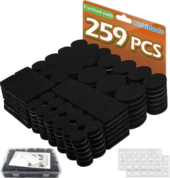 Yelanon 261 stuks vilten meubelpads zelfklevende vilten stoelkussens, anti-kras vloerbeschermers voor meubelpoten stoelpoten, meubelvilten pads voor hardhouten vloeren, bruin