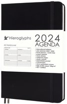 Hieroglyphs Agenda 2024 A5 - Week per 2 pagina's - Weekagenda Volwassenen - Harde kaft - Jaaragenda - Zwart