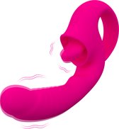 Erodit® double sensation 2 in 1 vibrator roze - likkende tong vibrator- lik vibrator- Anaal dildo -G-spot -clitoris vibrator– vibrators voor vrouwen- 10 modus - sex toys -seksspeeltjes -Erotiek voor vrouwen
