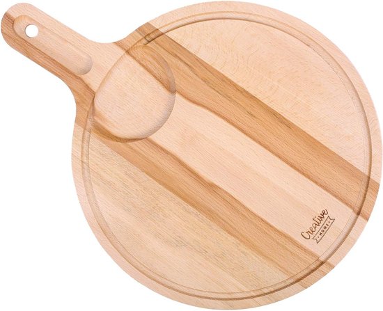 Decopatent® Bamboe Pizzaschep Voor Pizza's 30 Cm - Pizzaplank Met Handvat Pizzaborden Oven Bbq Serveerplank 2