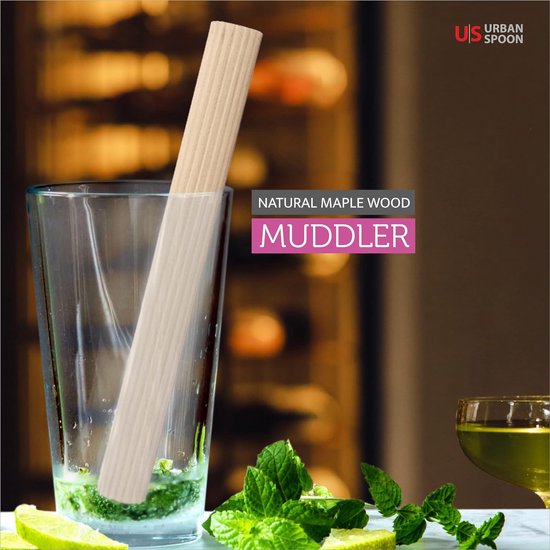 Wooden Muddler For Cocktails – 12-Inch-Long Cocktail Muddler Perfect For Crushin