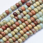 Perles en pierre naturelle, Aqua Terra Jasper, perles rondelles de 8x5mm. Vendu par brin d'environ 38cm