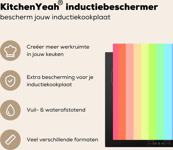 KitchenYeah® Inductie beschermer 77x59 cm - Regenboog - Patronen - Pastel - Kookplaataccessoires - Afdekplaat voor kookplaat - Inductiebeschermer - Inductiemat - Inductieplaat mat